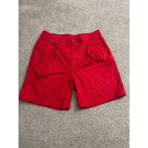 Vintage Pleated Chino Shorts Mens 36 Red Excellent Made in USA Cotton 90101